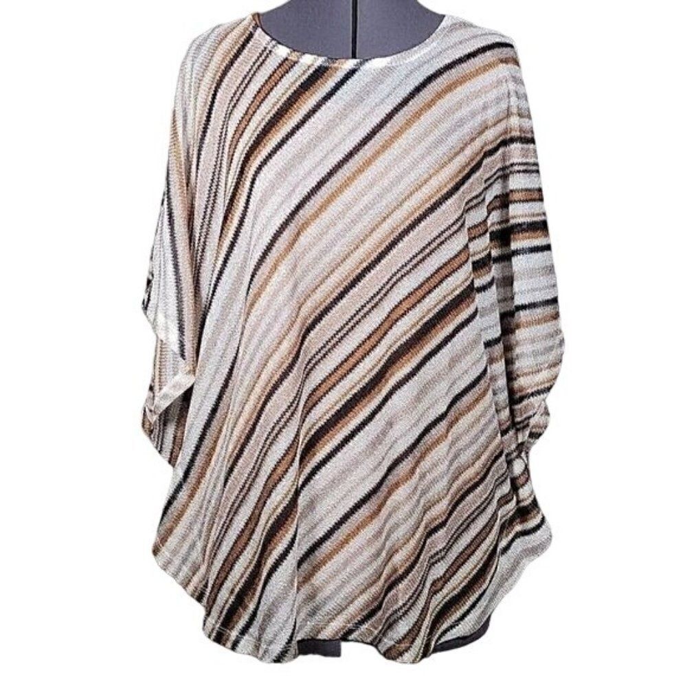NWOT Susan Graver Striped Sweater Knit Scarf Top & Tank Set Sz XS